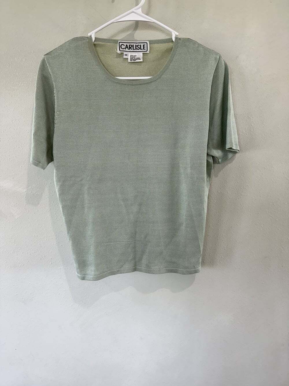 Vintage Carlisle 100% Silk Luxury Shirt Blouse Women’s Top Medium Light green